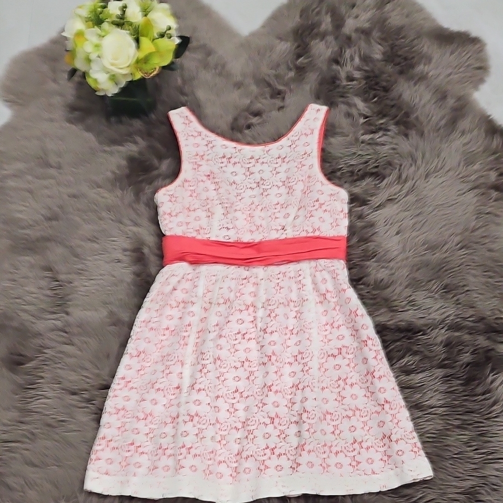 Peach Floral Textured Dress